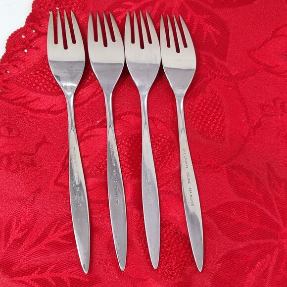 4X DF Oneida Oneidacraft Deluxe Stainless Wintersong Dinner Forks - Picture 7 of 10